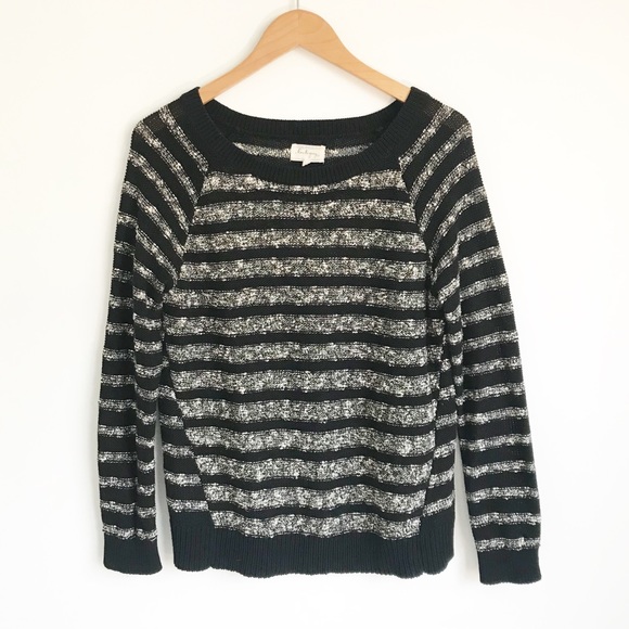 LOU & GREY Black Stripe Knit Sweater - Picture 1 of 7